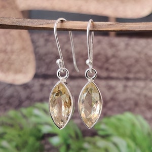Amethyst Drop Earrings: 925 Sterling Silver Marquise Cut image 7