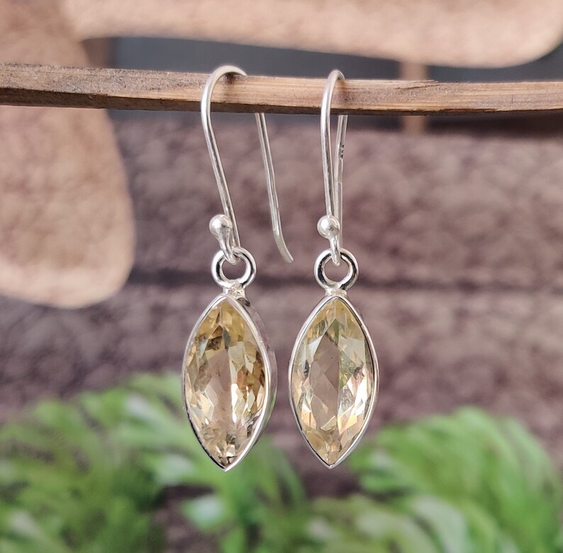 Amethyst Drop Earrings: 925 Sterling Silver Marquise Cut image 7