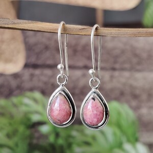 Rhodonit 925 Sterling Silber Ohrringe: Edelstein Schmuck Geschenk