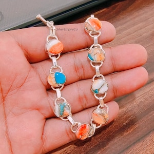 Oyster Turquoise Sterling Silver Bracelet: Adjustable Handmade Jewelry