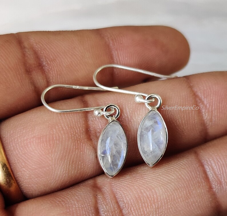 Amethyst Drop Earrings: 925 Sterling Silver Marquise Cut image 4
