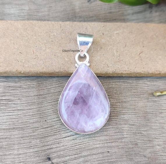 Lavender Kunzite Teardrop Pendant: 925 Sterling Silver, Women's Gift