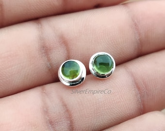 Peridot Stud Earrings: 925 Sterling Silver, 5mm Genuine Gemstone