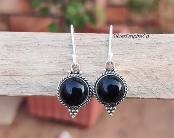 Black Onyx 925 Sterling Silver Earrings: Handmade Gemstone Jewelry