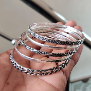 Boho 925 Sterling Silver Bangle Set - Stylish Women&#39;s Jewelry