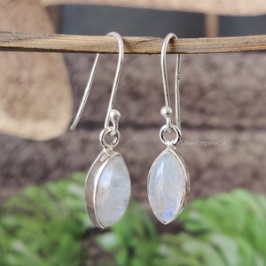 Amethyst Drop Earrings: 925 Sterling Silver Marquise Cut image 3