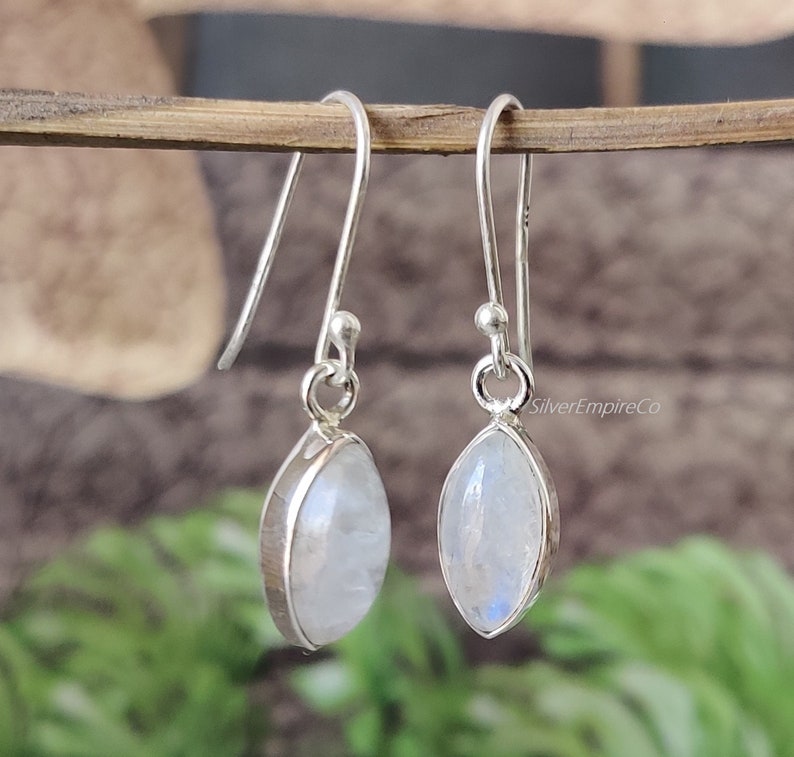 Amethyst Drop Earrings: 925 Sterling Silver Marquise Cut image 3