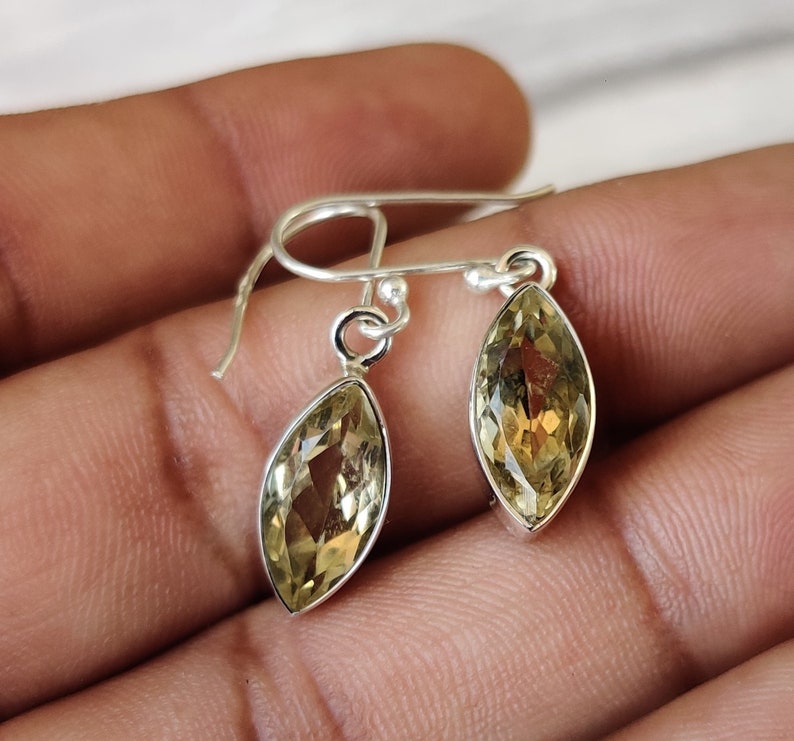 Amethyst Drop Earrings: 925 Sterling Silver Marquise Cut image 8