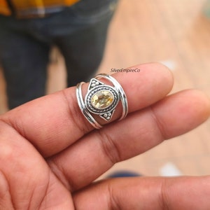 Handmade Citrine Ring: 925 Sterling Silver Gemstone Ring