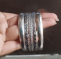 Sterling Silver Floral Stacking Bangles - Set of 5 Boho Style