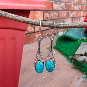 Turquoise Dangle Earrings: 925 Sterling Silver, Women&#39;s Gift