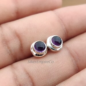 Amethyst Studs, 925 Sterling Silver Studs, Amethyst Stud Earrings, Minimal Studs, Simple Stone Studs, Purple 5mm Gemstone Studs, Boho Studs,