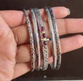 Vintage Garnet 5 Bangle Set, 925 Sterling Silver, Stackable Boho Bangles, Gift for Women product logo