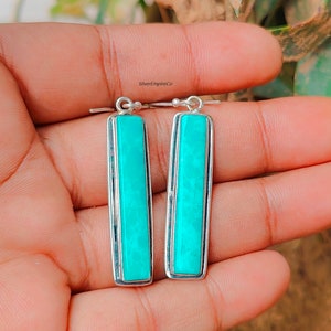 Handmade Larimar Dangle Earrings: 925 Sterling Silver Jewelry