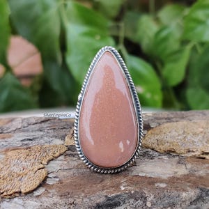 Dainty Sunstone Ring: Solid 925 Sterling Silver Gemstone
