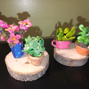 Handgemachte Mini Ton Blumentöpfe Set | Moos Schreibtisch Dekor, Kühlschrankmagnet Option