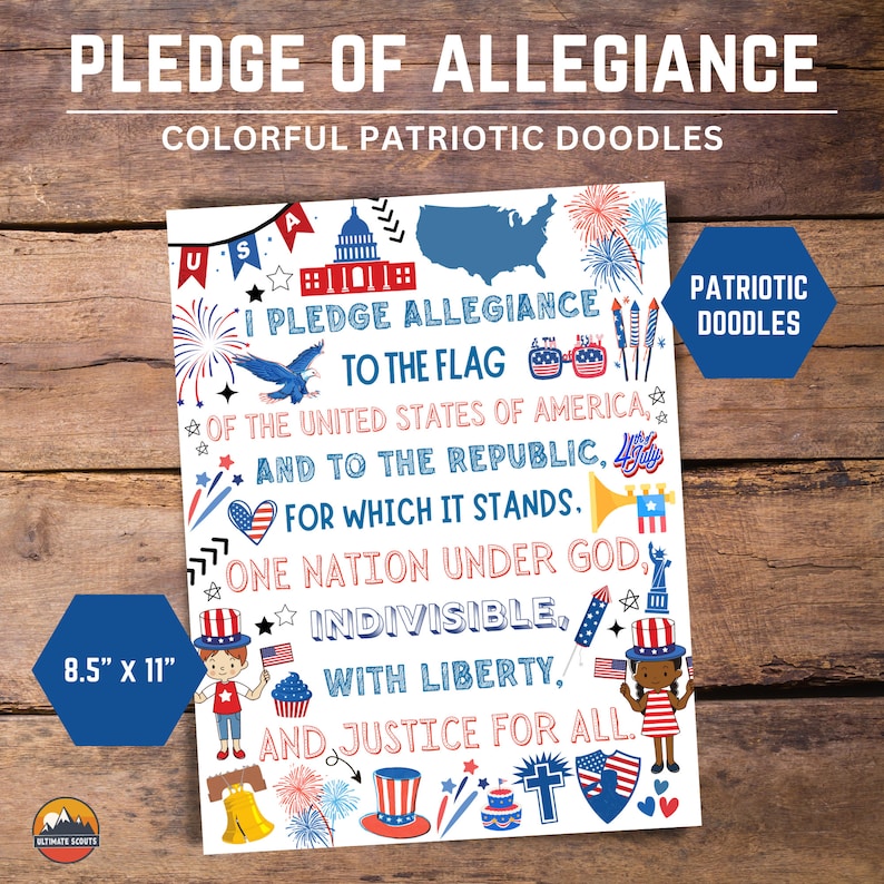 Pledge of Allegiance Printable | 2 Printable Pages | Colorful Doodles ...
