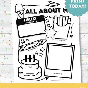 All About Me Worksheet | First Day Printable | Classroom Icebreaker