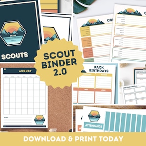 Cub Scout Binder Planner Printable, Calendar, Attendance, Meeting Agenda