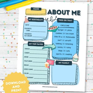 All About Me Worksheet | First Day Printable | Classroom Icebreaker