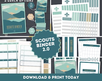 Scouts Binder Planner Printable 2.0, Download Instantly, PDF File, Organize Binder, Calendar, Meeting Agenda, Attendance, Den Birthdays