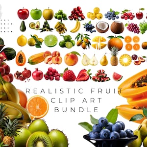 Realistische Fruit Clipart PNG bundel meer dan 100 afbeeldingen van 21 verschillende soorten fruit!