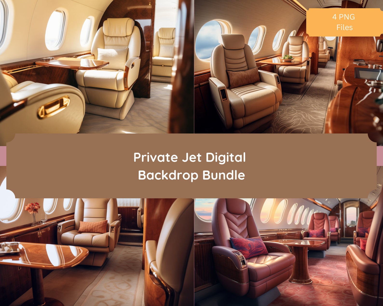 Luxurious Private Jet Digital Backdrop Bundle. | 4 Pngs - Etsy