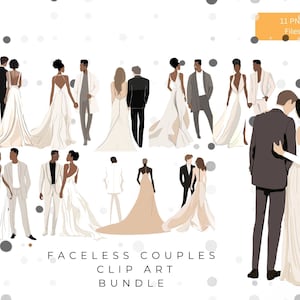 Gesichtsloses Paar Clipart PNG Bundle | Hochzeitseinladung Clipart | Braut und Bräutigam Clipart | Digitale PNG Datei