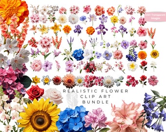 Realistic Flower Clipart PNG bundle over 100 images!