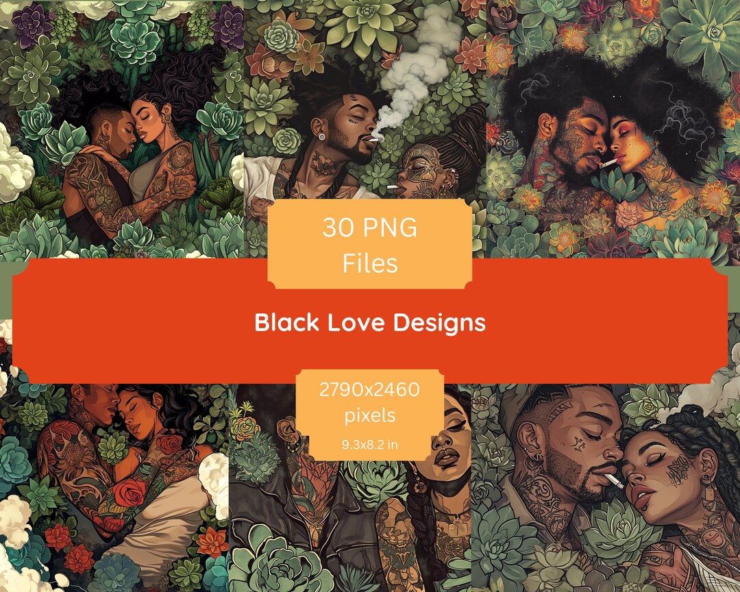 Black Love PNG Designs - Set of 30 Pngs | 300DPI - Etsy