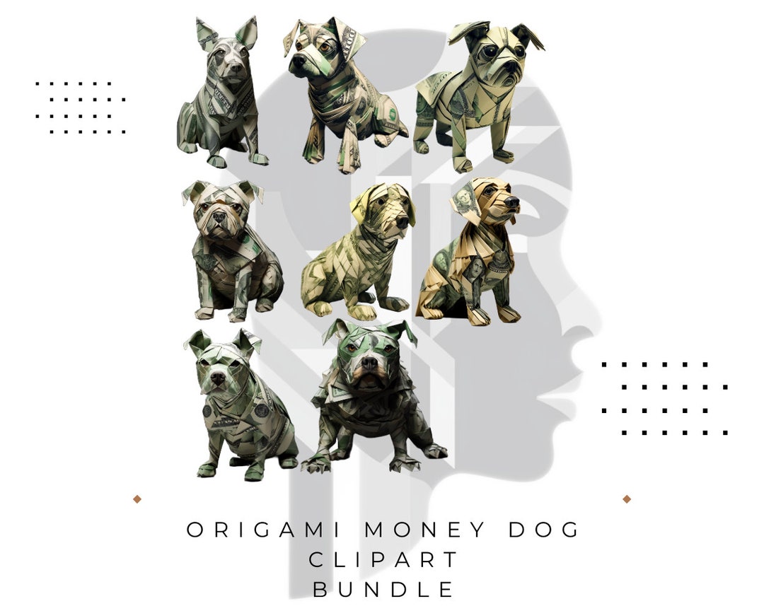 Origami Dollar Dog Illustration Pack Crafted Canine Etsy