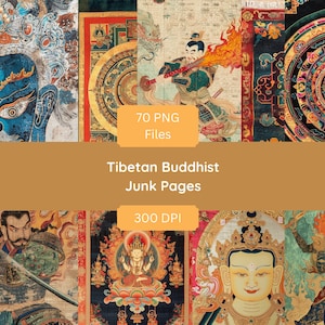 Tibetan Junk Journal Pages | set of 70 PNGs