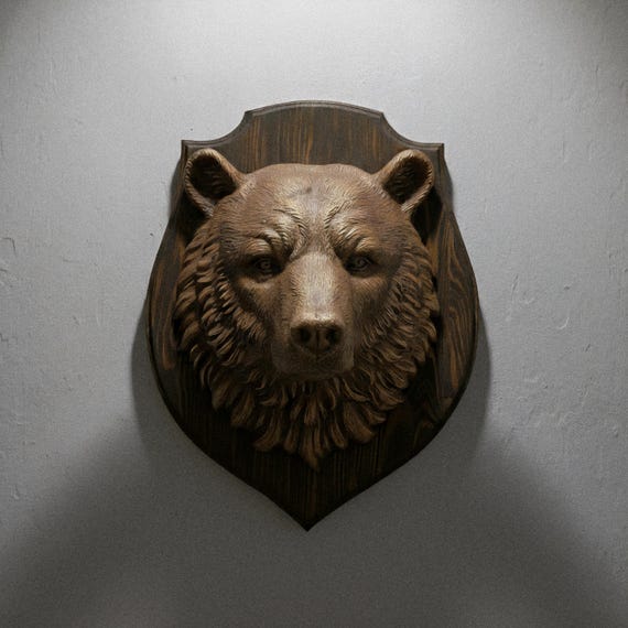壁掛け式クマの頭部の剥製装飾、狩猟装飾 - Etsy 日本