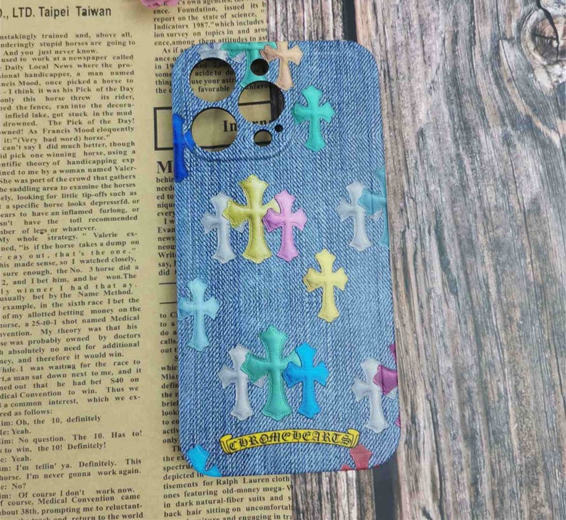 Colorful rainbow denim /Chrome Hearts iPhone Case, iPhone 13 Pro Max Mini Case X XR Apple iPhone Cases XS Max Case 8 Case 7/7 Plus 