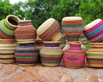 Woven large plant flower pot, rattan pot basket, rustic decor basket, cute straw flower vase, handmade flower pot, natural decor ideas