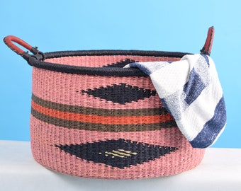 Straw laundry basket, wicker floor hamper, cloth storage basket, wicker organizer basket, straw laundry bag, bedding storage basket