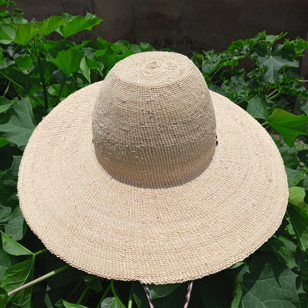 Chapeau unisexe classique à large bord, chapeau de paille naturelle, chapeau de paille naturelle pour femme tissé à la main, chapeau d'été, joli chapeau de plage, chapeaux de paille Panama Bolga pour hommes