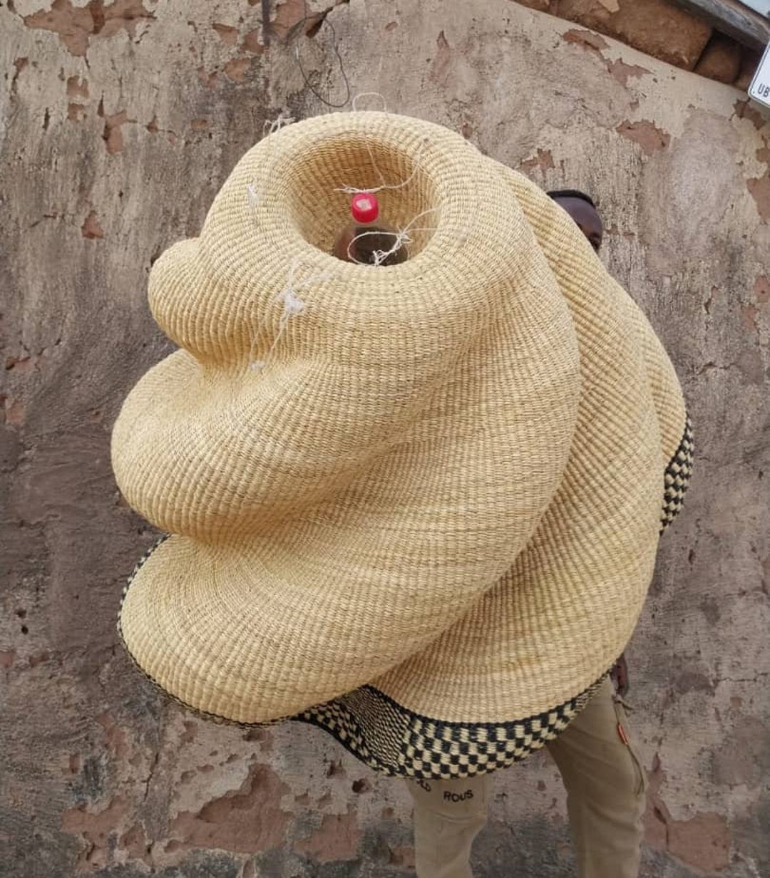 Handwoven Big Ceiling Lightshade, Large Wicker Lampshade, Straw Ceiling Lampshade, Pleated