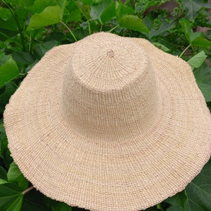 Sombrero de paja natural mujer tejido a mano, sombrero de verano, lindo sombrero de playa, sombreros de paja de Panamá, sombrero clásico de ala ancha, sombrero de paja natural, sombrero Bolga