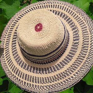Handwoven natural straw hat, cute beach hat, Bolga men grass hat, Panama straw hats, native wide brim unisex hat, eco-friendly straw hat