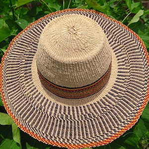 Sombrero de paja natural de mujer tejido a mano, sombrero de verano, lindo sombrero de playa, sombreros de paja Bolga hombres Panamá, sombrero unisex clásico de ala ancha, sombrero de paja natural