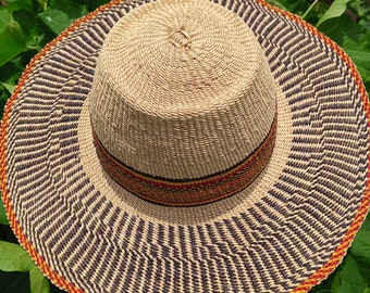 Handwoven women natural straw hat, summer hat, cute beach hat, Bolga men Panama straw hats, classic wide brim unisex hat, natural straw hat