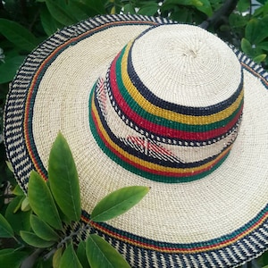 Handgewebter natürlicher Strohhut, niedlicher Strandhut, Bolga Männer Grashut, Panama Strohhut, einheimischer Unisex Hut mit breiter Krempe, umweltfreundlicher Strohhut