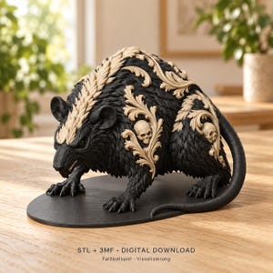 Gotisk råtta med ornamentala reliefer STL + 3MF | Digital 3D-utskriftsfil med PDF-instruktioner