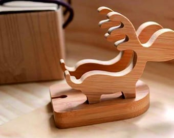 Wooden Deer Phone Stand