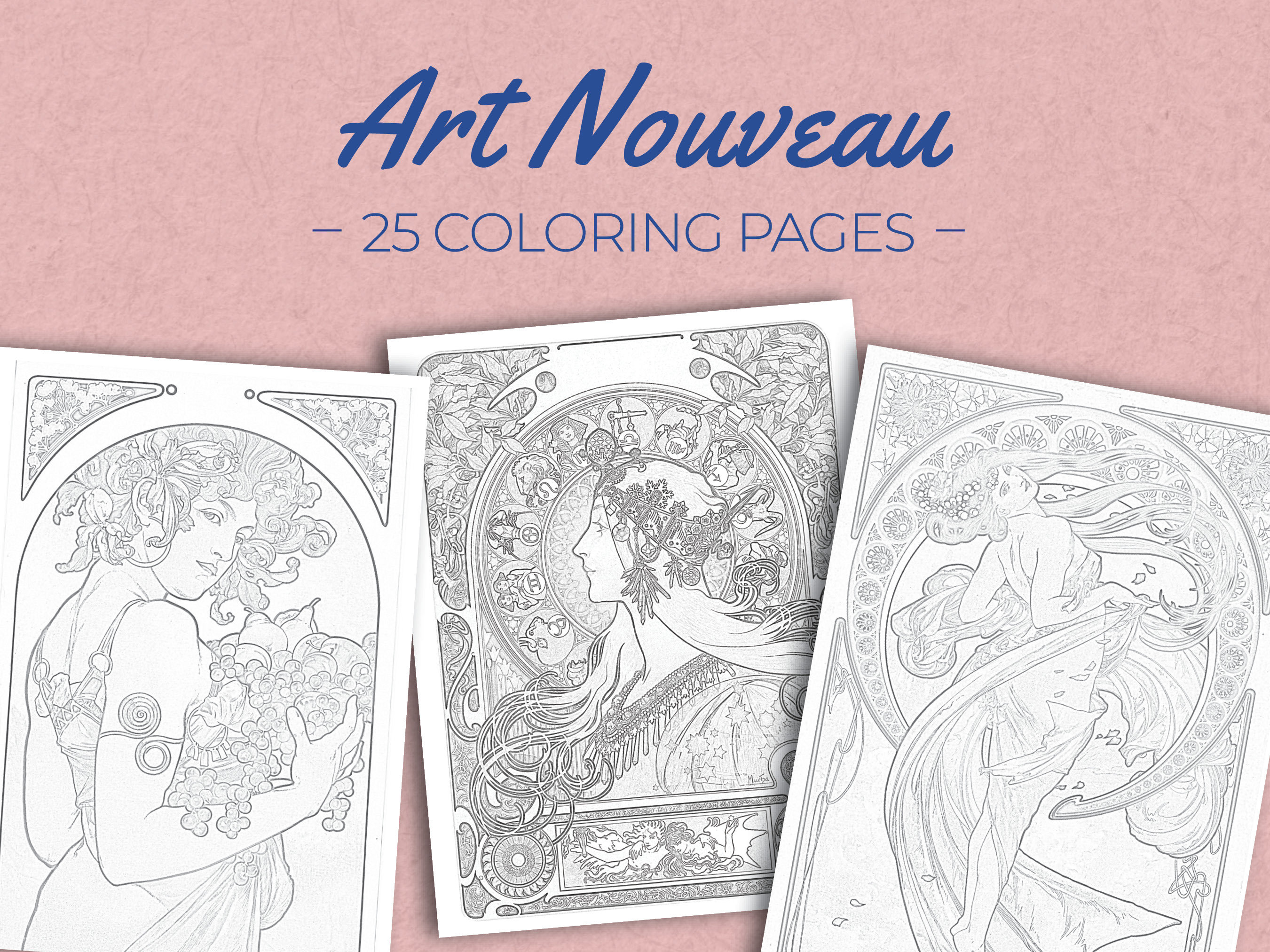 Livret de cartes à colorier Art Nouveau