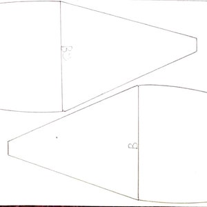 May include: A black and white line drawing of two cone-shaped patterns. The patterns are labelled "B" and "B".
