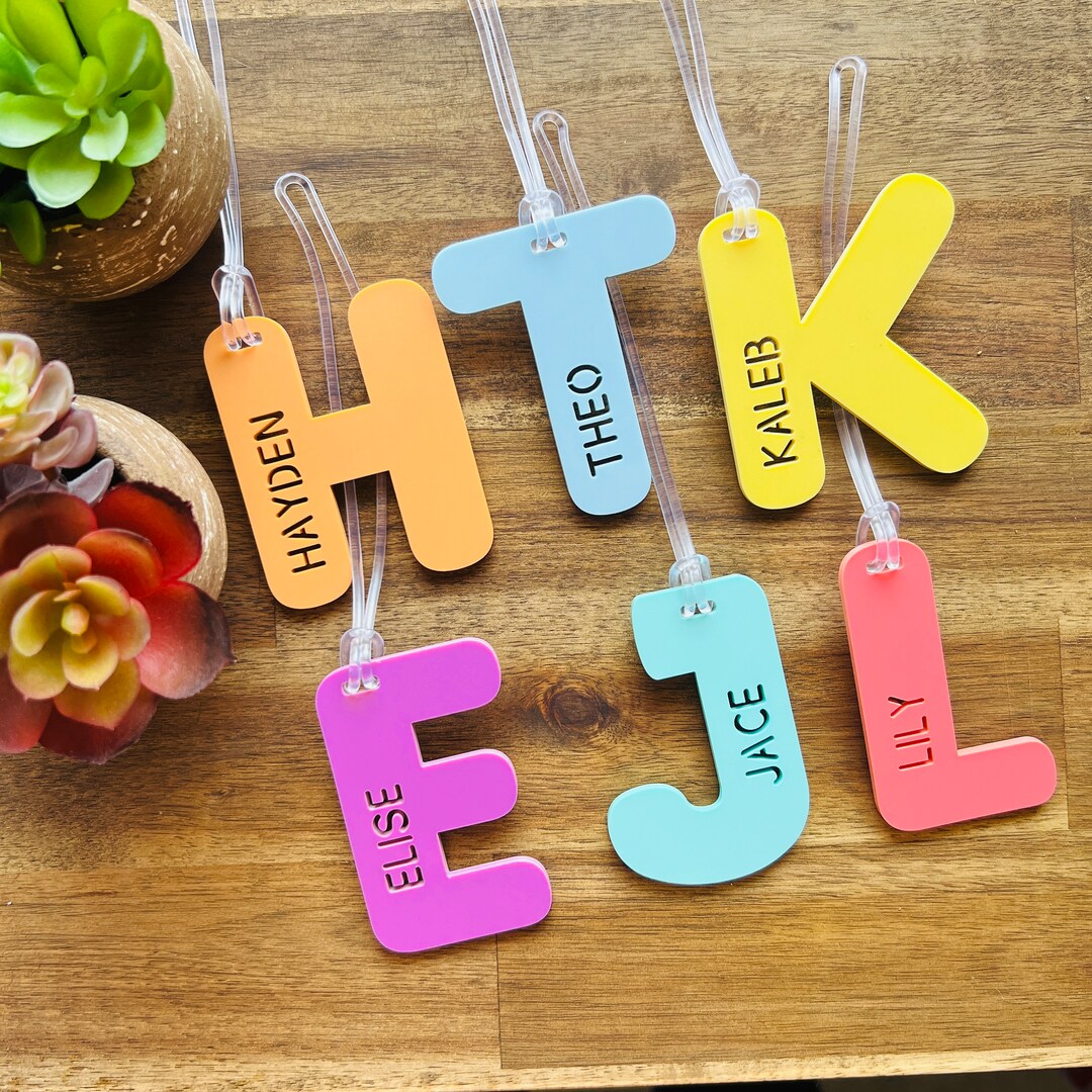 Personalised Cutout Letter Bag Charm, Backpack Name Tag, Kids School