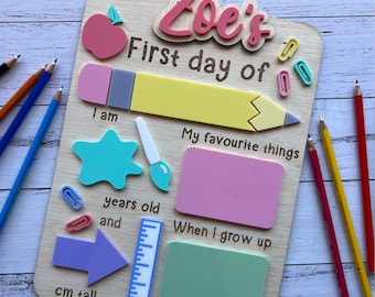 First Day of School Sign | Colourful | Unique | Personalised | Multiple Names | Back to School | Kindy | Prep