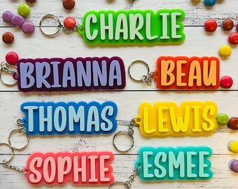 Personalised Cutout Bag Charm, Backpack Name Tag, Kids School Bag Tag, Laser Cut Acrylic Name